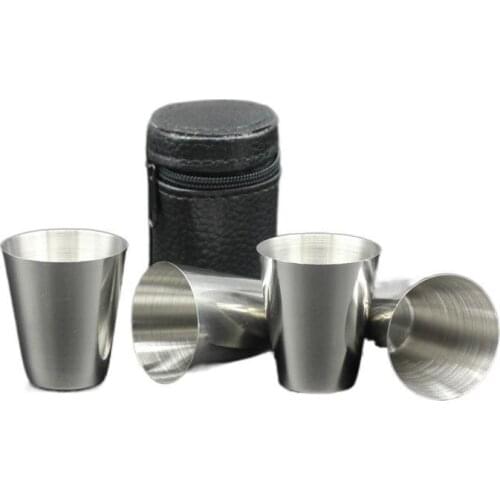 4Pcs/Set 30ml wine glass set 1 cup holder 4 wine glasses stainless steel thickened outdoor Cup Set Barware For Home Kitchen Bar