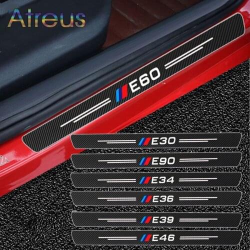 Car Styling Door Threshold Scuff Plate Stickers for BMW F30 F10 G20 G30 E46 E60 E90 E36 E39 E30 M Sport Power Accessories