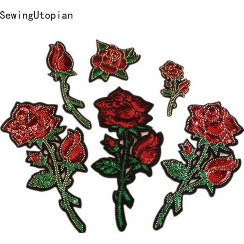 Handmade Bead Rose Flowers Patch Jacket Embroidered Patches for Clothing Celeb Dress Badge Applique DIY Patchwork