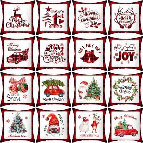 New! 1pc 45*45 Christmas Sofa Pillow Cover Peach Skin Merry Christmas Cushion Seat For Xmas Home Decoration Office PillowCase