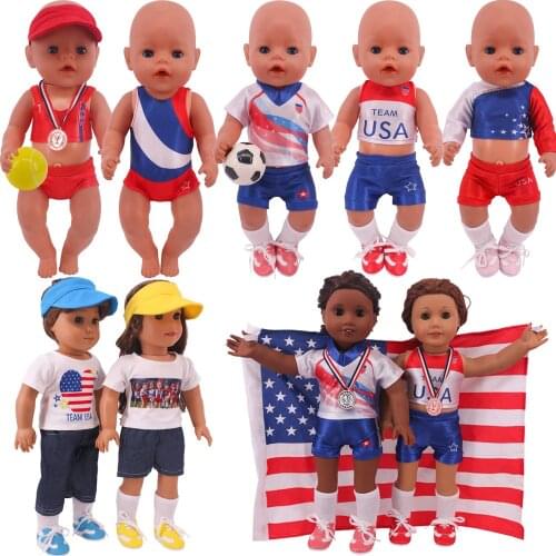 Doll Clothes Sportswear Medals For 18 Inch American Doll 43 Cm Reborn Baby Dolls Clothe Accessories,Our Generation Kid Toy Gifts