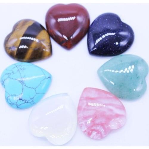 Wholesale 12Pcs/lot Natural Semi-Precious Stone Heart Shape CABOCHON Charms Stone 22*25mm CAB Beads DIY for Jewelry Making