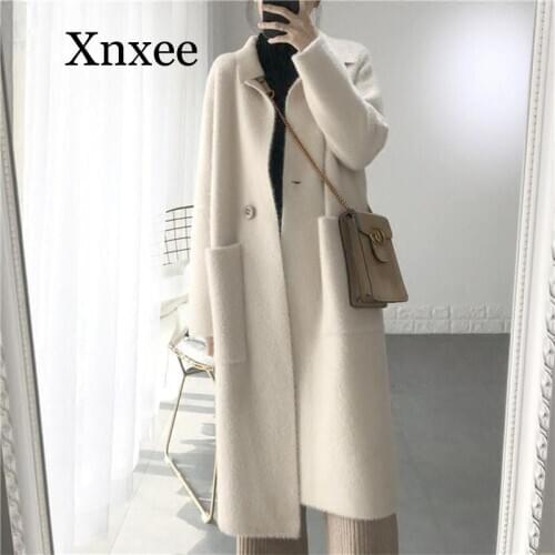 Beige2020 Spring Winter Elegant Women Coats Solid Single Button Jackets Office Lady Casual Long Warm Woolen Coat Outerwear Blend