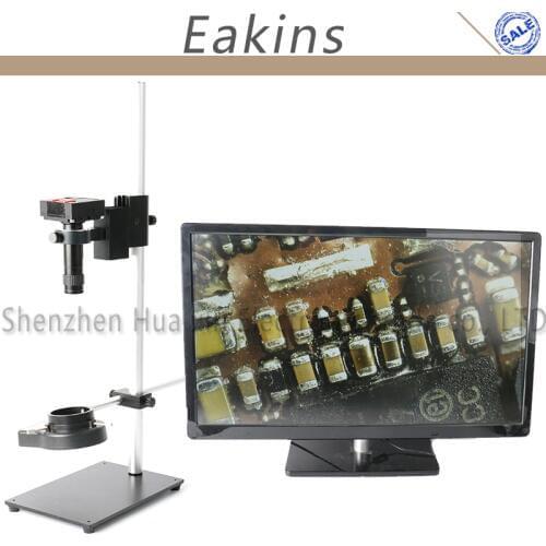 High Working Distance Stand Holder PCB Phone Repair LED Light Zoom 100X 1080P 16MP HDMI Industrial Video Microscope Camera Set