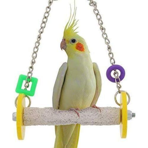 Bird Hanging Swing Toy Parrot Grinding Claws Standing Bar for Parakeet Cockatiel Finch Lovebird Budgie Conure (Random Color)