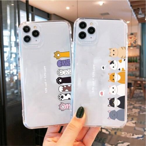 JAMULAR Cartoon Cat Animal Pattern Clear Case Cover For iPhone 11 Pro X XS MAX XR 7 8 6Plus Funny Letter Soft Silicone Phone Bag