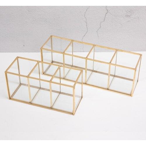 Transparent Glass Makeup Brush Storage Box Luxury Cosmetics Storage Box Container Ring Pencil Lipstick Holder