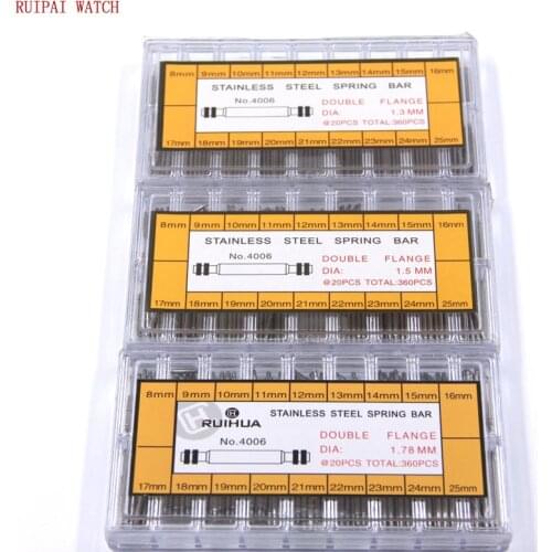 RUIPAI 360pcs 1.3/1.5/1.78mm Stainless Steel Watch Strap Spring Bar Set [8-25mm]