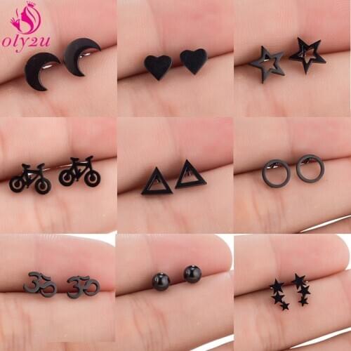 2020 New Womens Fashion Jewelry Star Moon Earrings Punk Goth Fashion Golden Stainless Steel Mens Earrings for Party Gifts kpop