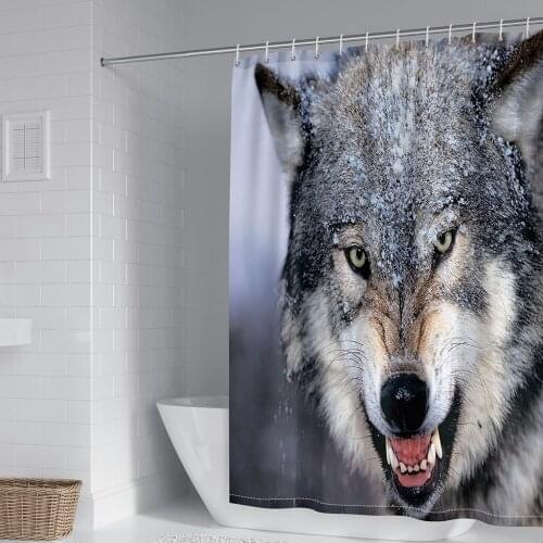 Nordic Wolf Shower Curtain Wild Wolf Shower Curtain Bathroom Partition Screen Washable Bath Curtain With Hook Home Curtain