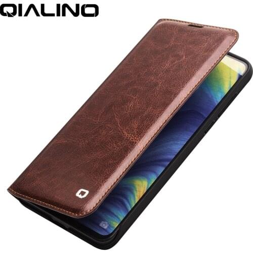 QIALINO Genuine Leather Ultra Slim Phone Cover for Xiaomi MIx 3 Fashion Handmade Flip Case with Card Slot for Mix 3 6.39 inch