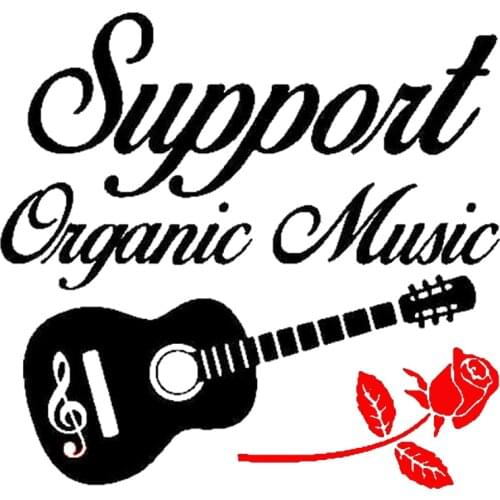 Support Organic Music Guitar Car Window Bumper Vinyl Sticker Bumper Novelty JDM Drift Vinyl Decal Sticker 17.8CM x 16.8CM