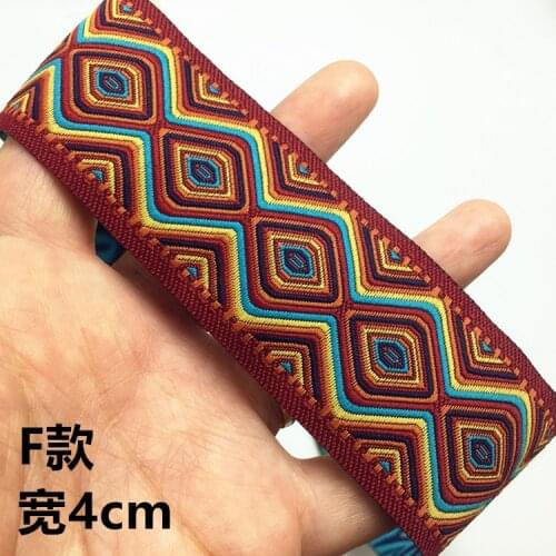 High Quality 4cmX10yard/lot Retro rhombus embroidered Craft Polyester Woven Jacquard Ribbon DIY Belt Accessories Lace Trim