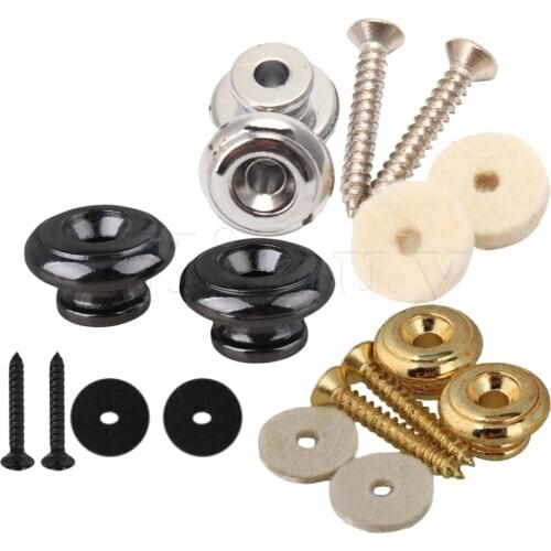 Yibuy Chrome & Black Chrome & Gold 15mm Dia Mushrooms Head Guitar Strap Buttons with Screws & Felts Pack of 6