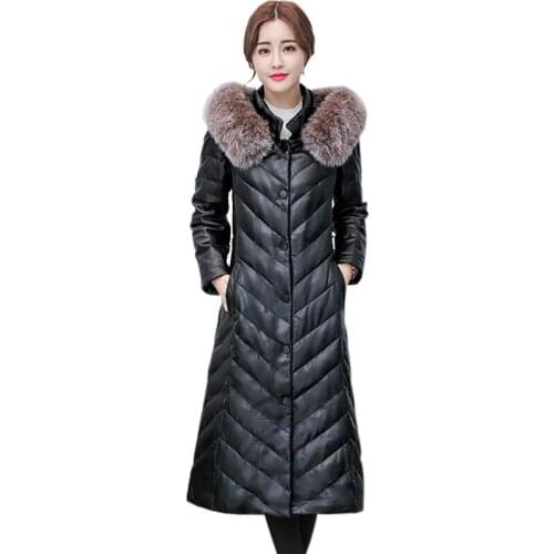 2020 Womens Leather Jacket Single Breasted Autumn Faux Leather Coat Female Black Winter Overcoat Removable big fur collar hood