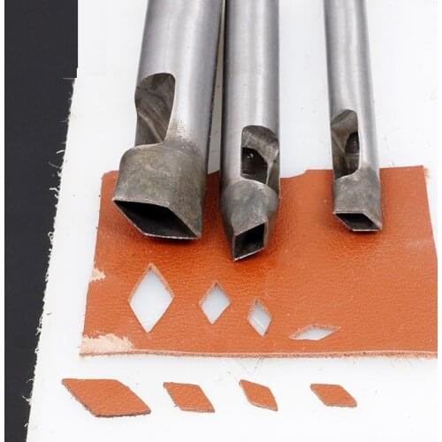 1-5-6Pcs Rhombus Leather Diamond Punch Tools Craft Steel Hollow Plastic Wood Belt Hole Flower Leathercraft Drilling Professional