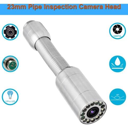 23mm Pipeline Camera Inspection with 12 LED Lights Drain Pipe Sewer Snake Video Camera Head Old/Broken Replace Head