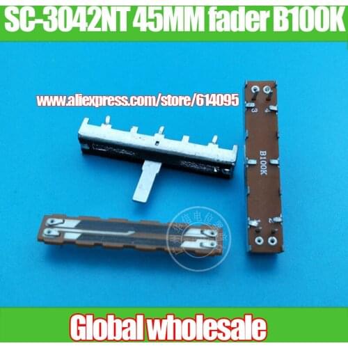 4pcs SC-3042NT 45MM Sliding Fader Single Potentiometer B100K / With Taps Midpoint / Iron Handle 15MMC