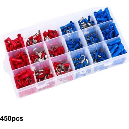 450pcs connecting terminal combination red and blue cold pressing box with pre-insulated cold pressing terminal