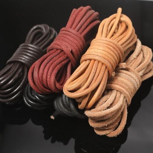 5meter/lot 5mm first layer vintage Cowhide Genuine leather rope,Leather strip rope for leather craft bracelet necklace luggage