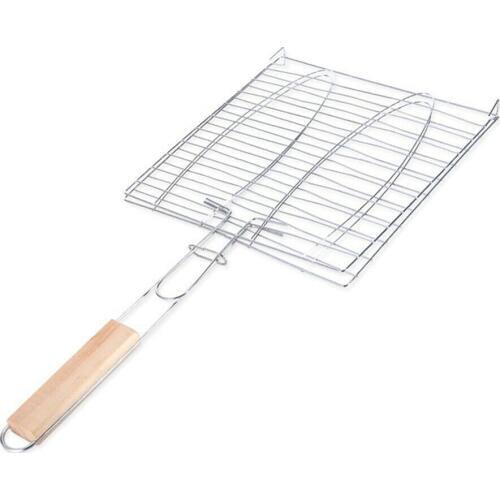 1 PC Non-stick BBQ Fish Clip Portable Stainless Steel BBQ Basket Barbecue Fish Clip Net Outdoor Barbecue meshes