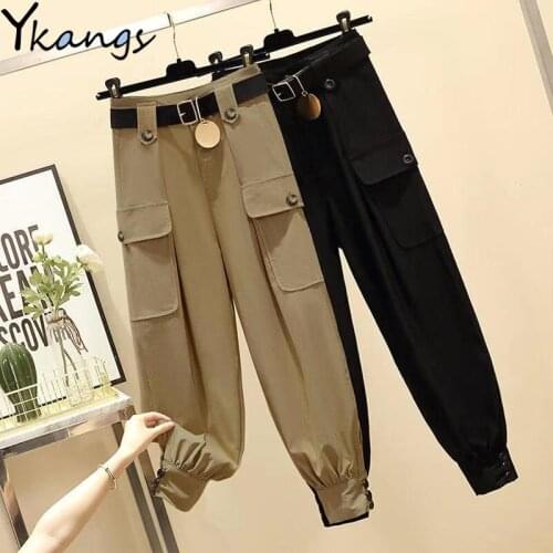 With Belt Oversize Casual Harem Pant Joggers Women Elastic High Waist Baggy Pants Harajuku Streetwear Sweatpants Woman Trousers