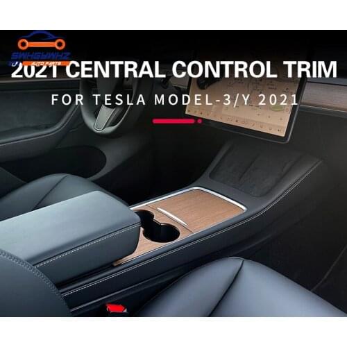 Model Y Car Central Control Panel Protective Wood Grain For Tesla Model 3 2021 Accessories Carbon Fiber ABS