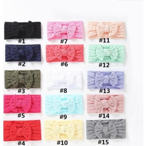 30Pcs/lot Newest Style Baby Cable Knit Wide Nylon Headbands,Knotted Hair Bow Ribbed Headband,Children Girls Hair Accessories