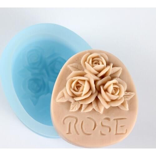 Nicole Soap Molds Oval with Rose Pattern Silicone Mould Handmade Wedding Decorative Tool