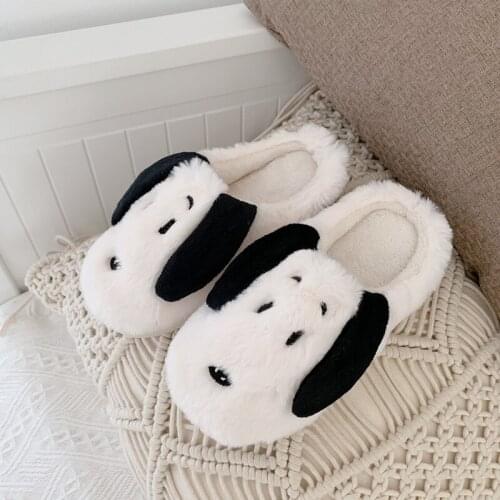 Cotton Slipper Woman Household Lovely Dog Slippers 2021 Winter Home Fur Indoor Lovers Man Women Couples Non-slip