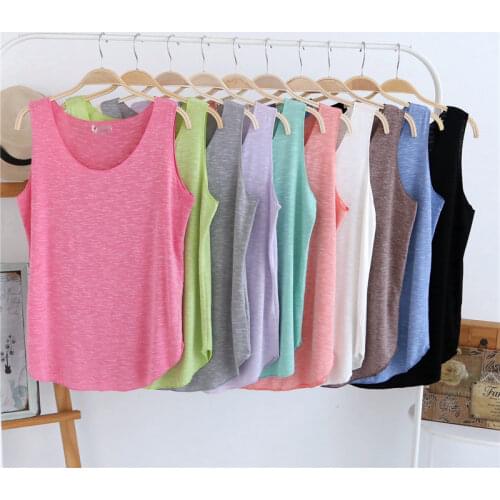 Slub Cotton Wide Shoulder Cotton Vest with Loose Bottom Round Collar Sleeveless Pure Color Tank Top Knitted Casual