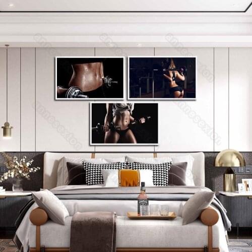 Modern Style Canvas Painting Poster Print European and American Fitness Women Brown Skins for Home Rooms Gallery Wall Decoration