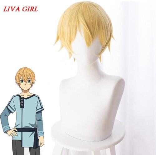 Sword Art Online Alicization SAO Eugeo Cosplay Wig Hair Eugeo Synthesis Yellow half twist Wig Hair Cosplay Accessorie
