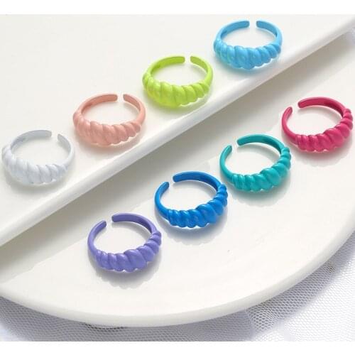 Twisted S-shape Colorful Enamel Dripping Oil Copper Ring, Stackable Adjustable Opening Ring For Women