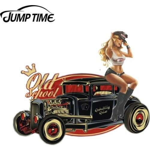 JumpTime 13 x 6cm For Rockabilly Rules PinUp Hot Rod Vinyl Car Wrap Decal Funny Car Stickers Car Body Motorcycle Sunscreen Decor
