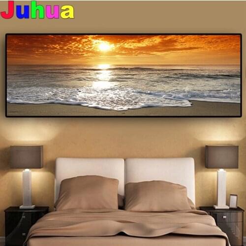Sunsets Natural Sea Beach Diamond Painting Full Square Round Drill Painting Landscape large Size Picture for living room Decor