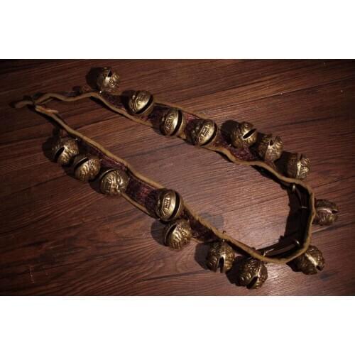 Chinese Antique Tibetan Buddhism old copper tiger head bell 16pc