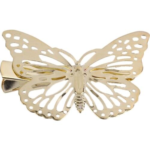 Left/Right Classic Women Unique Design Golden Hollow Butterfly Hair Clip Headband Hair Accessories Headpiece Hair Jewelry