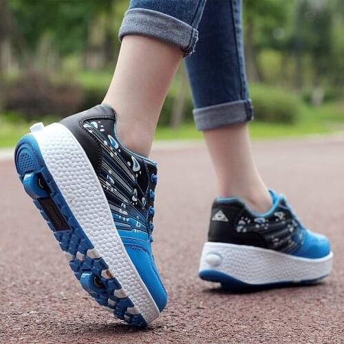 Size 32-42 Roller Skate Tennis Shoes for Kids Girls Boys Sneakers with on Two Double Wheels Children Boy Girl Sneaker Shoe