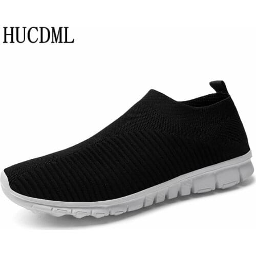 HUCDML Mesh Shoes for Men Women Breathable Unisex Hot Sale Comfortable Casual Shoes Black Flat Soft Ultralight Socks Sneakers