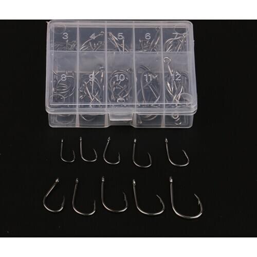 Marbit 100pcs/Set Mixed Size #3~12 High Carbon Steel Carp Fishing Hooks Pack With Hole With Retail Original Box Jigging Bait