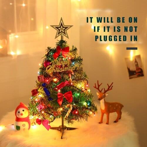 Mini Christmas Tree Home Office Hotel Desktop Glowing Tree Decoration Holiday Ornament PVC Mini Christmas Tree with Light