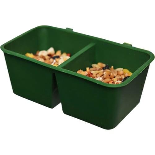 Bird Bowl 2 Grids Hanging Bird Food Bowl Pet Cage Plastic Bowl Pet Food Bowl Bird Feeders Supply Food Water Container Legendog