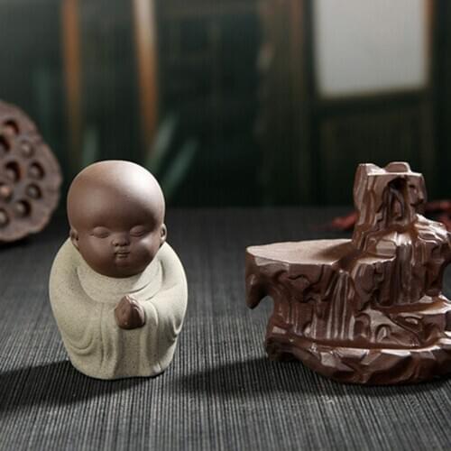 Buda artesanías estilo chino calma pequeño monje de incienso de cerámica quemadores de incienso quemador hogar DecorationT35