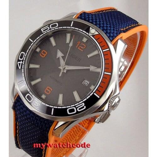 41mm Bliger gray dial sapphire glass date automatic mens watch ceramic bezel