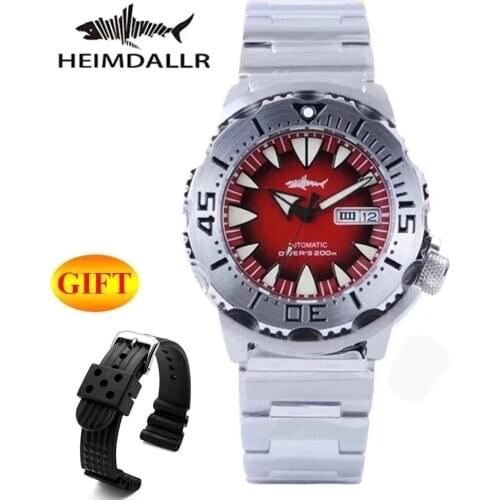HEIMDALLR Mens Diver Watch Luminous Dial Sapphire 200M Water Resistance NH36 Automatic Movement Mechanical Wristwatch Black PVD
