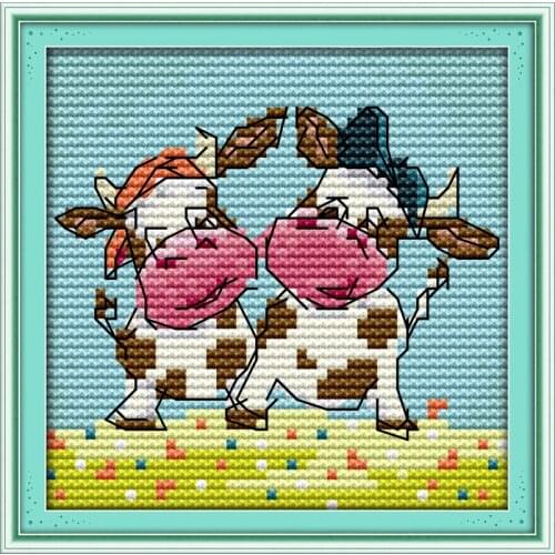 Happy calves cross stitch kit 14ct 11ct count print canvas stitches embroidery DIY handmade needlework plus
