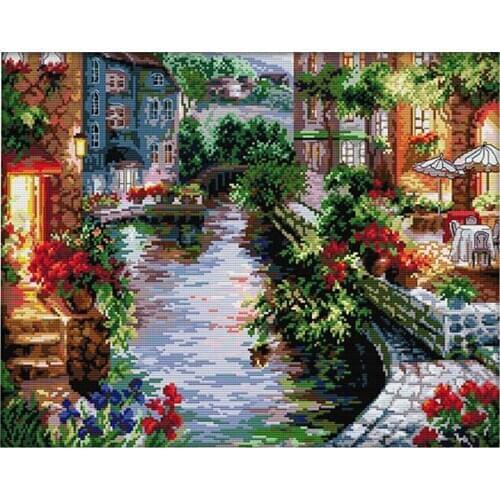 The Lakeside House Stamped Cross Stitch Starter Kits For Adults 14CT 48x40cm
