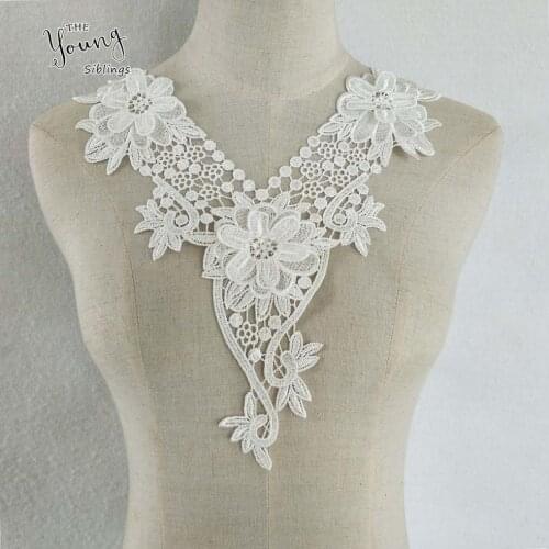 Black and white lace false collar decoration chest applique embroidery clothing DIY craft supplies accessories 1 piece for sale