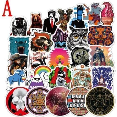 100pcs Mixed Cartoon Toy Black Stickers For Styling Bike Motorcycle Phone Laptop Travel Luggage Funny Sticker Bomb JDM Decals F4